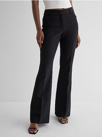 Express Design Studio Editor Black Flare Trouser Career Women's Pants Size 2/L ! - Picture 2 of 12